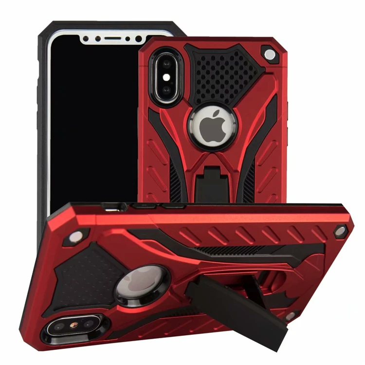 

Cell Phone Accessories Rugged Non-slip Shockproof Case Mobile Phone Case for iPhone X Armor Case with Kickstand