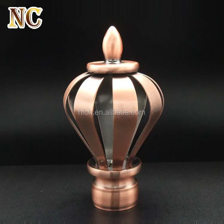 Decorative Wrought Iron Copper Color 28mm Curtain Rod Finials