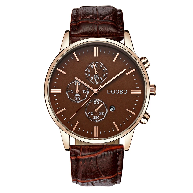 

Aliexpress hot selling Top brand DOOBO 3 dials leather watch strap quartz watch male clock fasion wrist watch, N/a