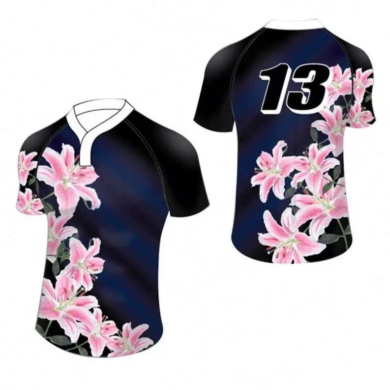

Hot Sale Custom Sexy Short Sleeve Dri Fit Traditional Sublimation Women Wear Rugby Shirts