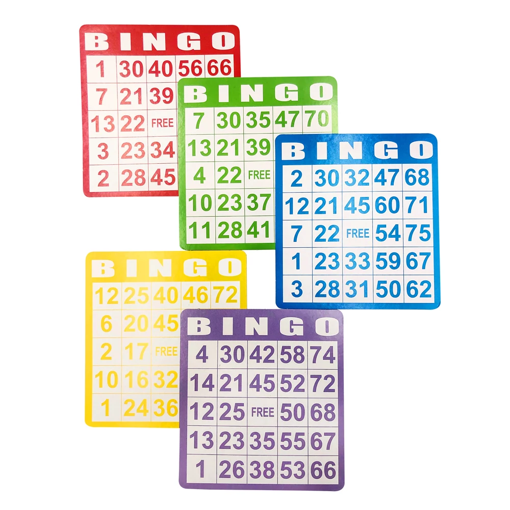 
Bingo Paper Cards 100 Bingo Game Cards in Mixed Colors  (62094477923)