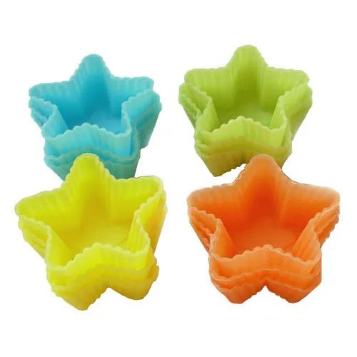 
Set of 12pcs silicon heart cupcake cups, liners, muffin cake mold, baking tools, BPA free, reusable, color assorted 