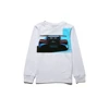 Wholesale Italian design high quality kids cartoon car pattern printed round neck boys long sleeves white t-shirt