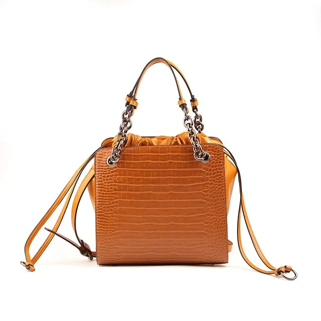 

6522 New arrival lady bag crocodile fashion brand drawstring handbag, Brown, various colors are available