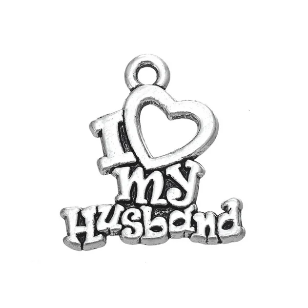 

Free shipping jewelry accessories bracelet making zinc alloy antique silver message I love my husband charm for wholesale