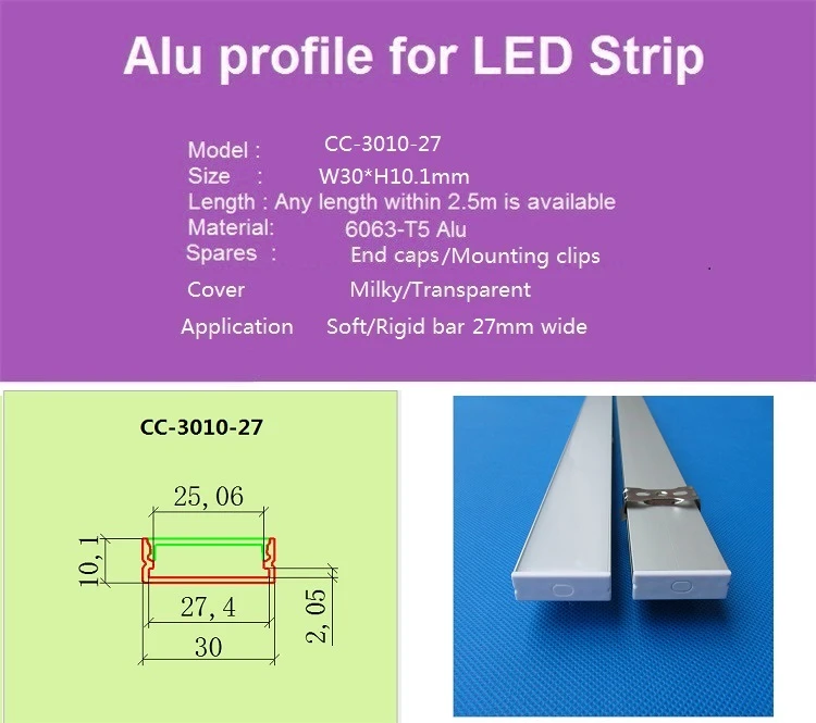 Perfil de Alumínio para a Fila Polegada 2 10 30 Pçs e lote 80 m Longo W30 H10mm Ultra Slim Levou Dupla 27mm Led Strip Bar Linear Luz Habitação 2 led aluminium profile