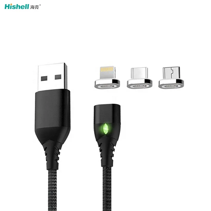 

3 In 1Magnetic Micro Mobile Charger 3 A Fast Magnetic Charging Cable Support Data Magnetic USB Cable, Black / gold / red / blue / silver