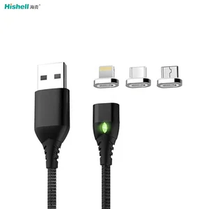 3 In 1Magnetic Micro Mobile Charger 3 A Fast Magnetic Charging Cable Support Data Magnetic USB Cable