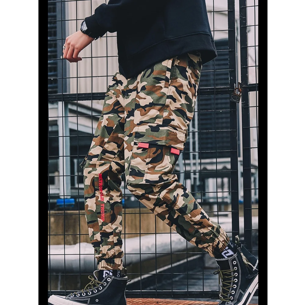 

Fashion Hip Hop Streetwear 6 Pocket Camouflage Cargo Pants Mens, Black,camo or custom