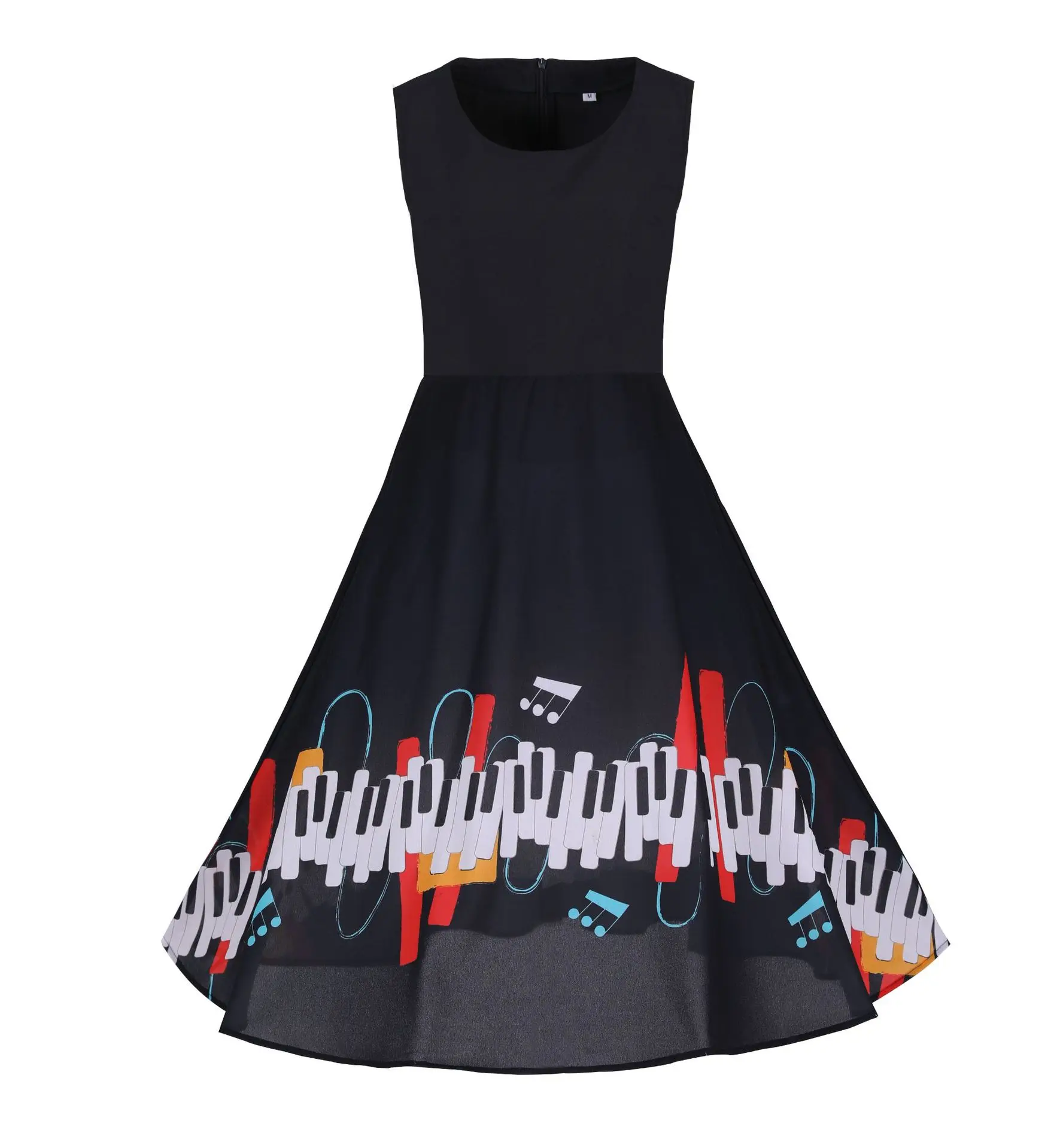 

R&H Black Printing O Neck Women Elegant Vintage Work Office Business Lady Party Woman Female Dress