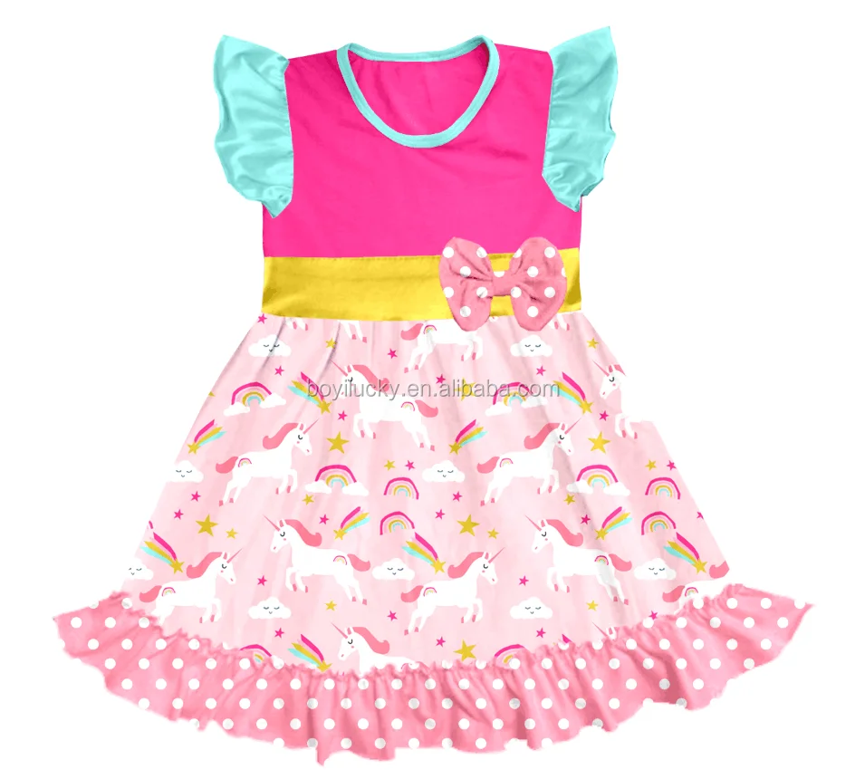Fashion Girl Cartoon Print Dress Remake Nice Kids Stripe Frock Design ...