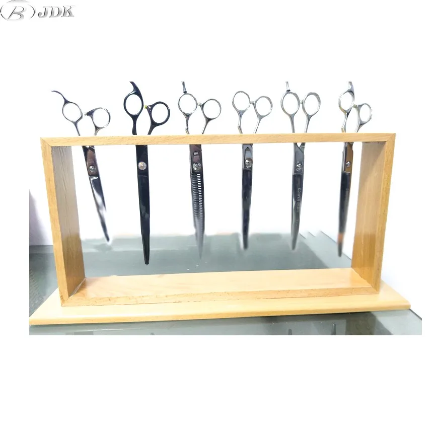 Jdk Salon Wooden Scissors Stand Holder Racks Barber Shop Shear Shelf