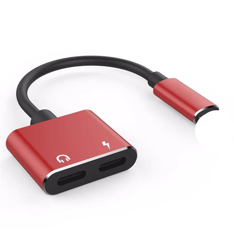 
2 in 1 Jack Charging Audio Adapter Double 8 pin Music or Call Headphone metal splitter Charger Converter for iPhone 8 IOS 12 