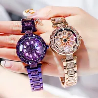 

2019 Luxury Women Rhinestone Watches Rotating Dial Crystal Quartz Watch Ladies Bracelet Wristwatches