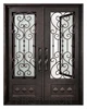Flat top wrought iron double entry doors, forged iron doors, iron front doors