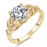 

Wedding Crystal Rose Gold Color Rings Leaf Engagement Gold Color Cubic Zircon Ring Fashion New Bijoux For Women Jewel