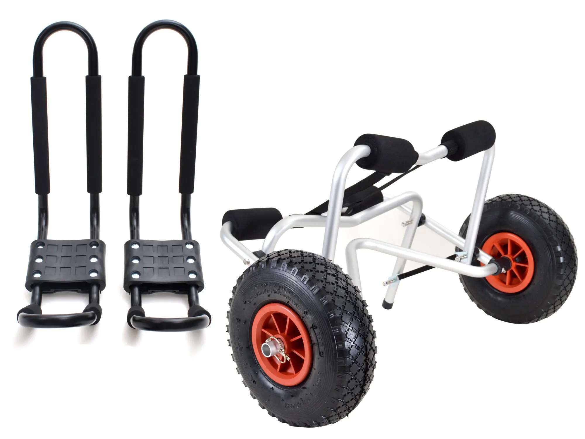 New Kayak Carrier Canoe Boat Surf Ski Roof Top Mount SUV Crossbar with Jon Boat Canoe Gear Dolly Cart Trailer Carrier Wheels