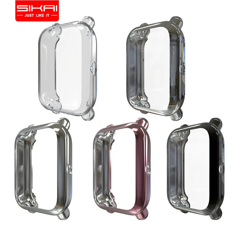 

SIKAICASE Soft Tpu Plating Case For Huami Drop Proof Colorful PC Protect Shell Anti Scratch Case Cover For Amazfit BIP, Black;army green;yellow;red;mint green