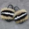 New Design Women Fur Slides Real Fox Fur Slippers for Traveling Summer Fur Sandals Fashion Lady