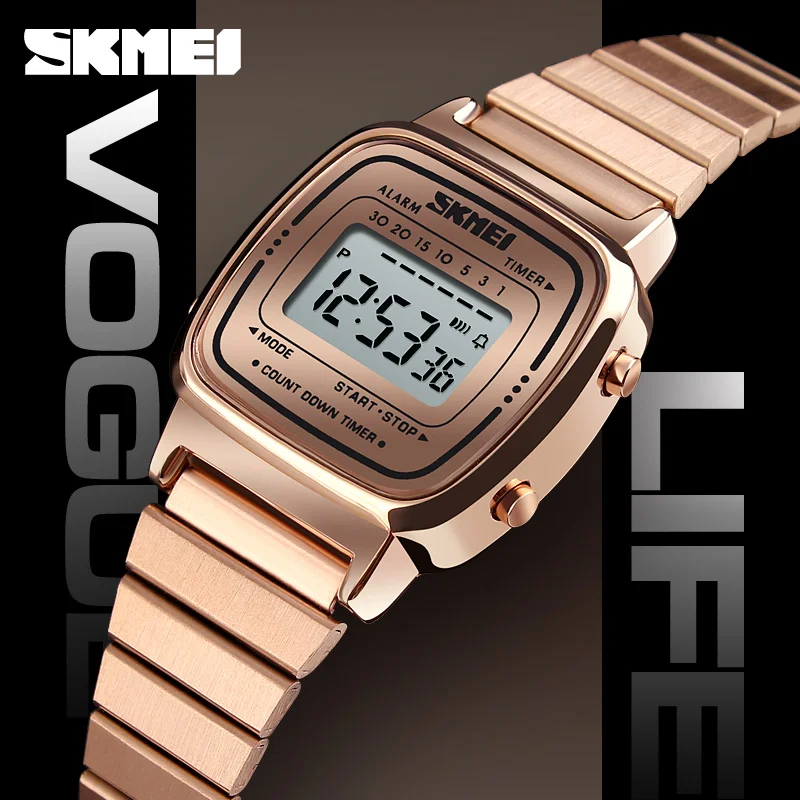 

SKMEI Digital Elegant Women Jewelry Gold Plated Wrist Watch