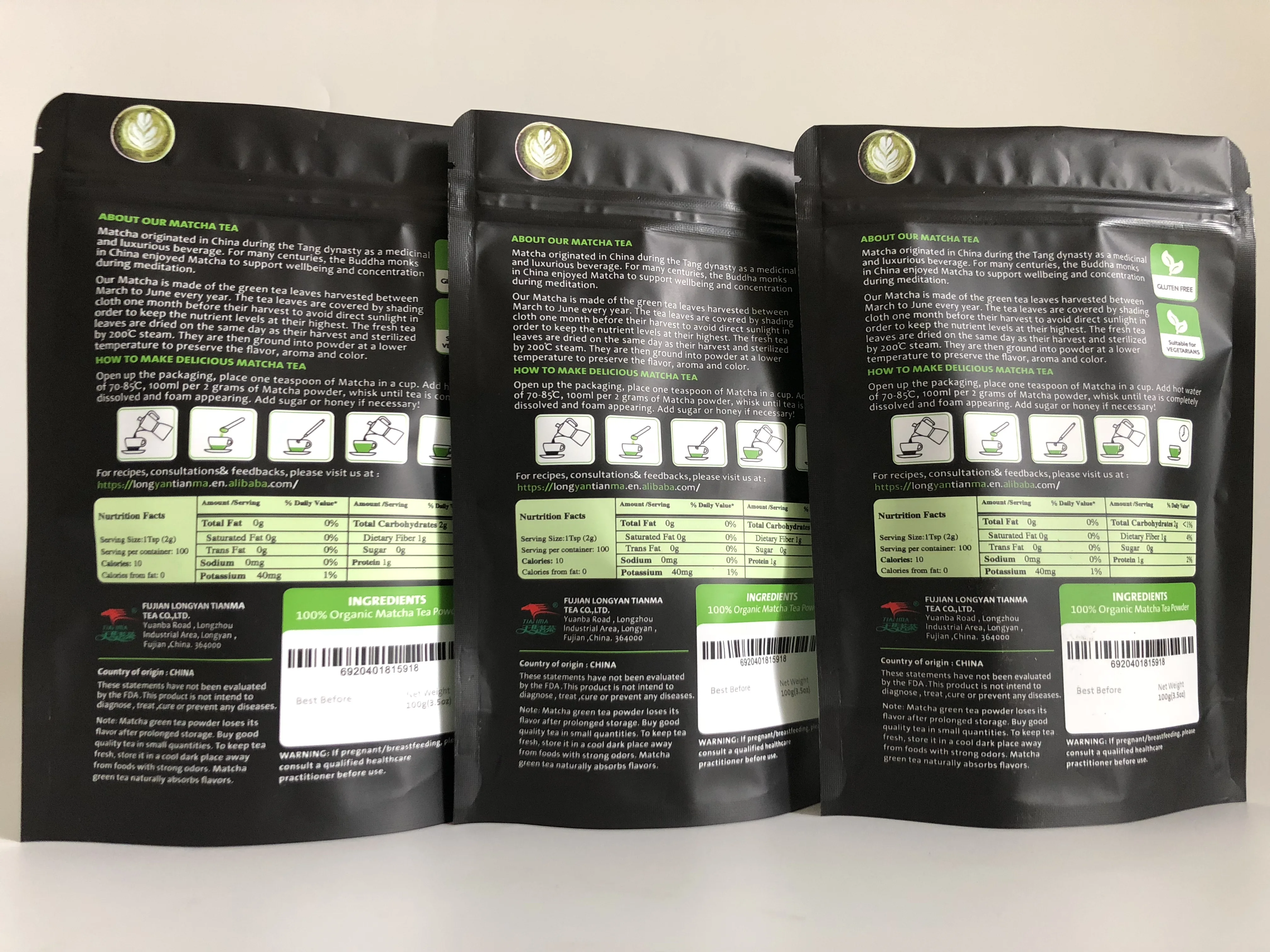 
100G Organic Matcha Green Tea Powder with Private Label 