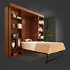 modern multi-function cherry color hidden wall bed invisible bed with sliding bookcase