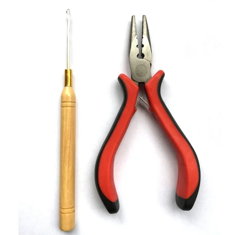 

Wholesale Micro Ring Beads& I Tips Hair Extension Feather Hair Extensions Tool Kit Pliers Hook hair extensions pliers