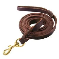 

Heavy duty full grain soft handmade dog leash leather braided