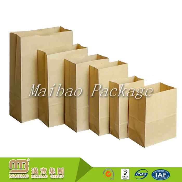 Custom Plain Brown Kraft Paper Grocery Bags For Food Without Handles