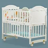 Baby Cot with Drawer Storage Crib Multi-Function Belt Roller Baby Play Fence White Wood Crib