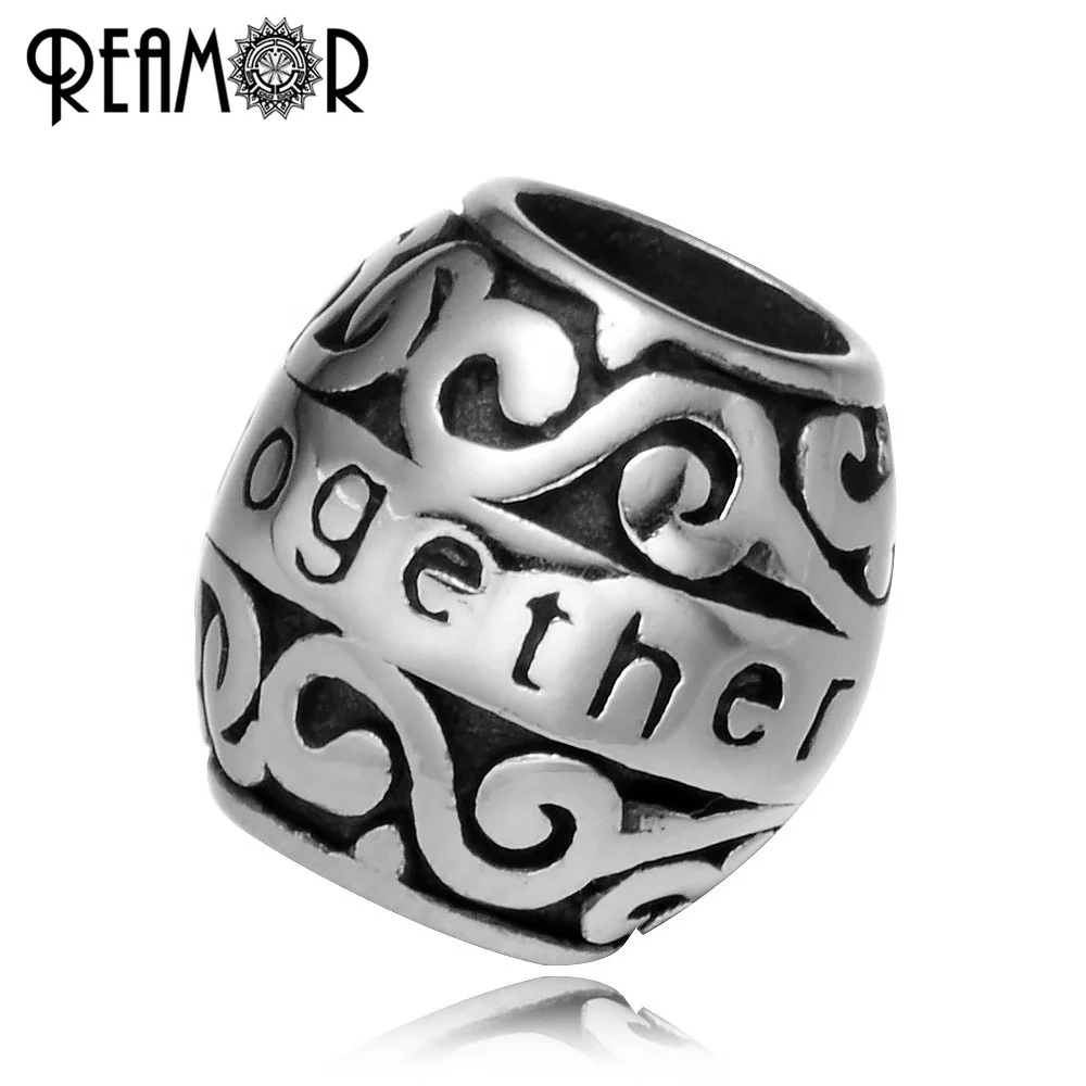 

REAMOR Polishing 316L Stainless steel Together Forever Letter Vine European Charm Beads Spacer Bead Fit Bracelet Jewelry Making