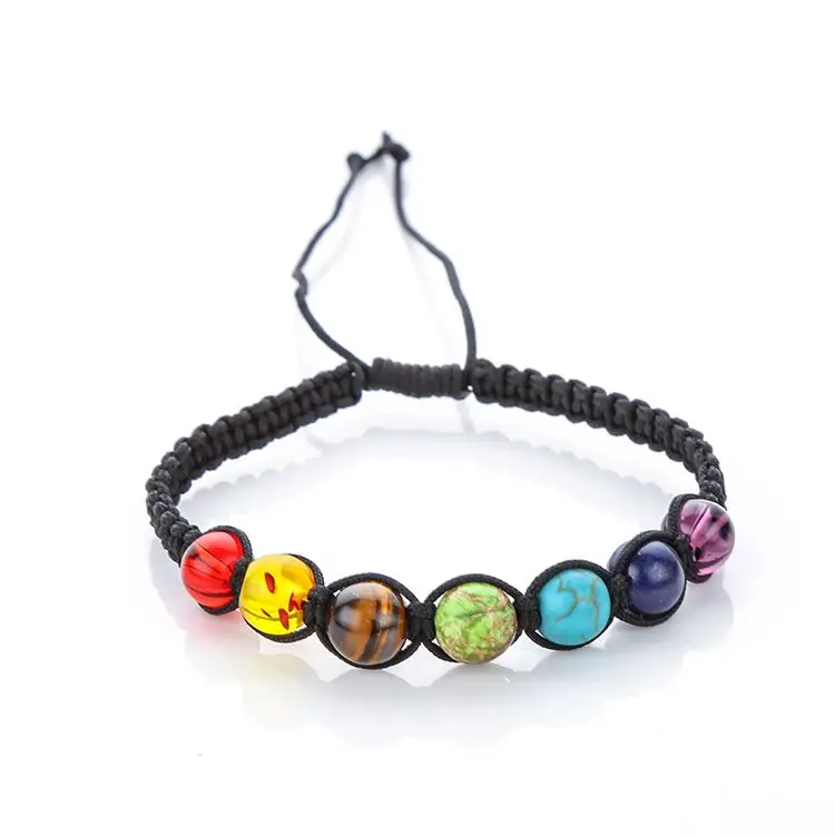 

Trendy style 7 chakra bracelet rope braided with energy beads bracelet for men, As show (custom colors are available)