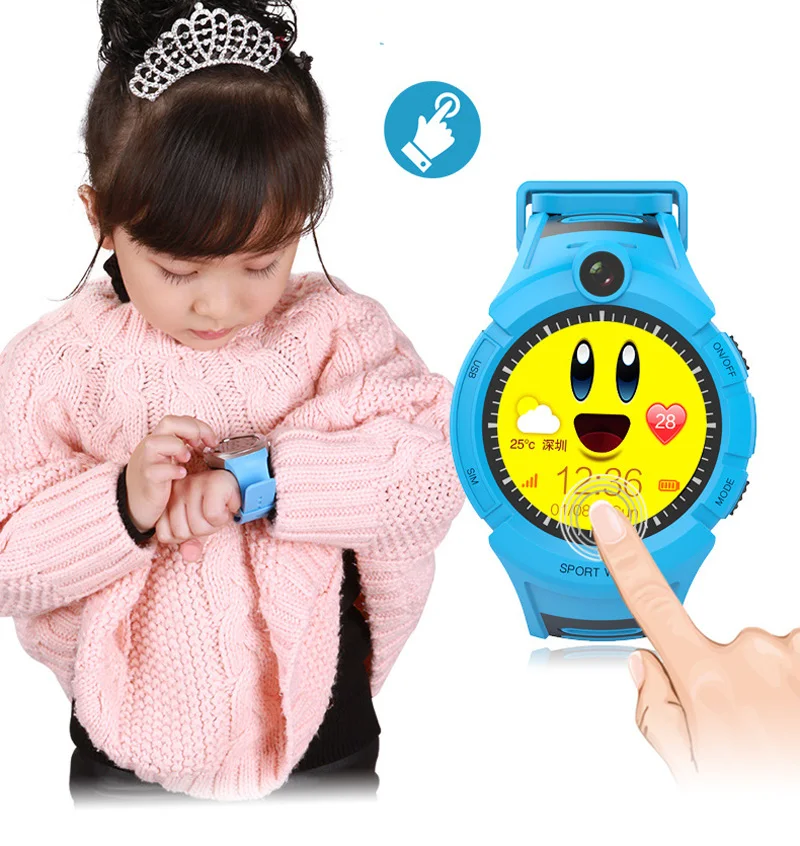 

Q360 Kids Smart Watch with Camera GPS Location Child Touch Screen smartwatch SOS Anti-Lost Monitor Tracker baby watch, Blue, pink