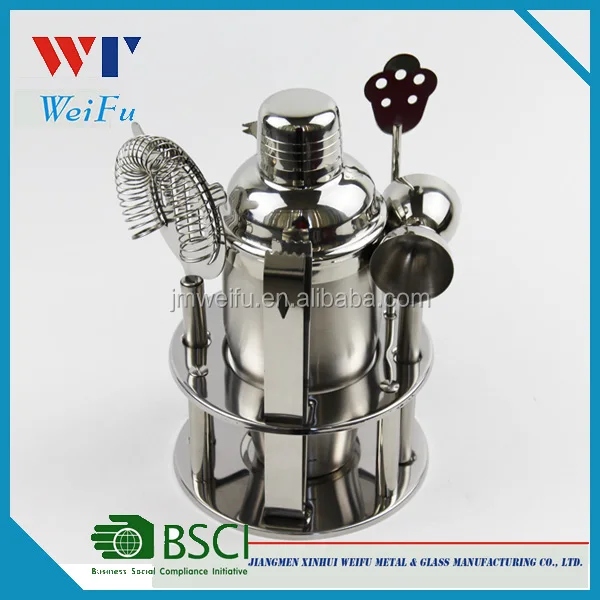 Stainless Steel Bartender Tool Set Tail Shaker Bar With Stand Holder Stainless Steel Bartender Tool Set Tail Shaker Bar With Stand Holder