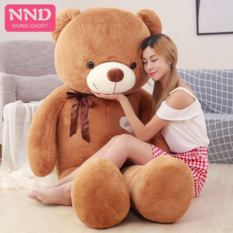 

Freeshipping Plush Toy Skin Big Unstuffed Teddy Bear With Ribbon Soft Peluche Dolls 140 cm For Holiday&Party Decor Niuniu Daddy, White, pink, brown, yellow