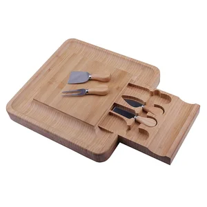 new 2019  Amason hot sales bamboo cheese board  bamboo  4pc cheese knife set cheese board