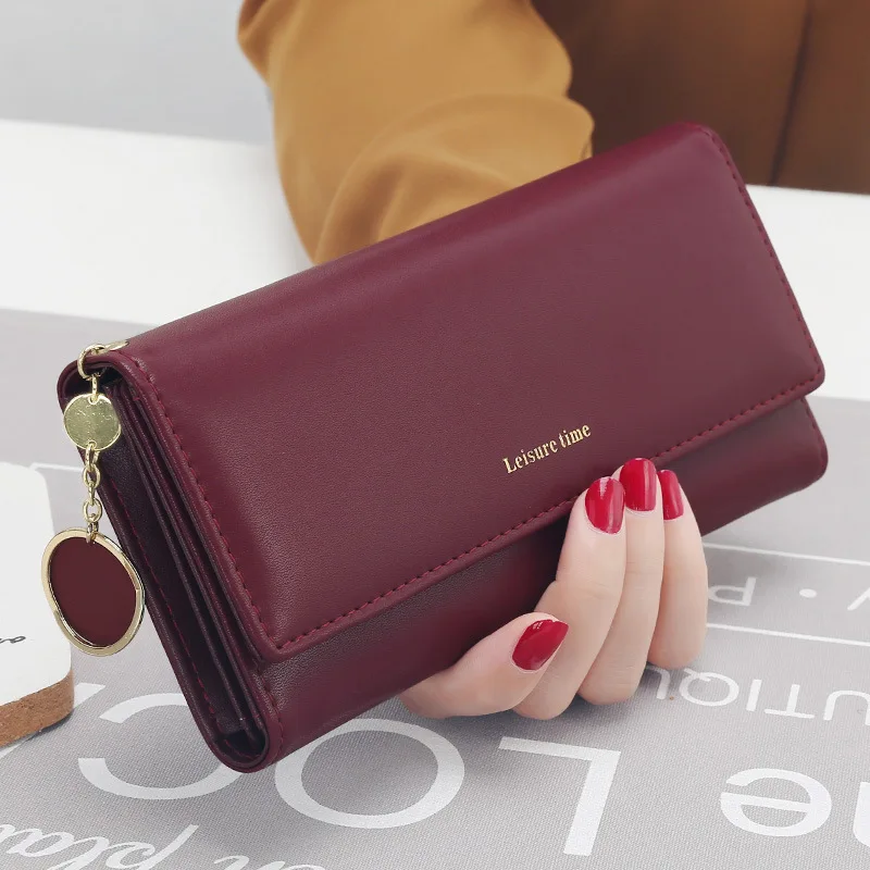 

New Fashion Women Long Style Clutch Wallet Multi Function Leather Card Holder Wallet, As shown