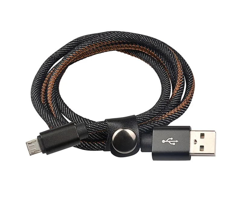 

Pure Copper 2.4A 1m 3ft jean demin type c usb data charging cable for SamsungS8S9, Jean blue/black/red