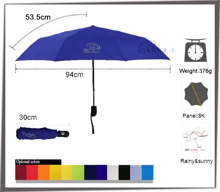 Light Weight Blueprint 3fold Umbrella With Metal Frame And Standard ...