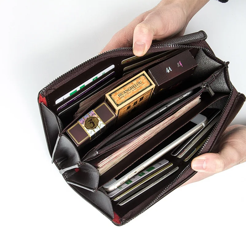 2019 Baellerry Wholesale Luxury Long Zipper Travel Leather Wallet for Men Big Capacity Clutch Men's Purse Wallet