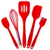 Silicone Spatula Kitchen Set of 5 Best Solid Hygienic Heat Resistant Baking & Cooking Utensils