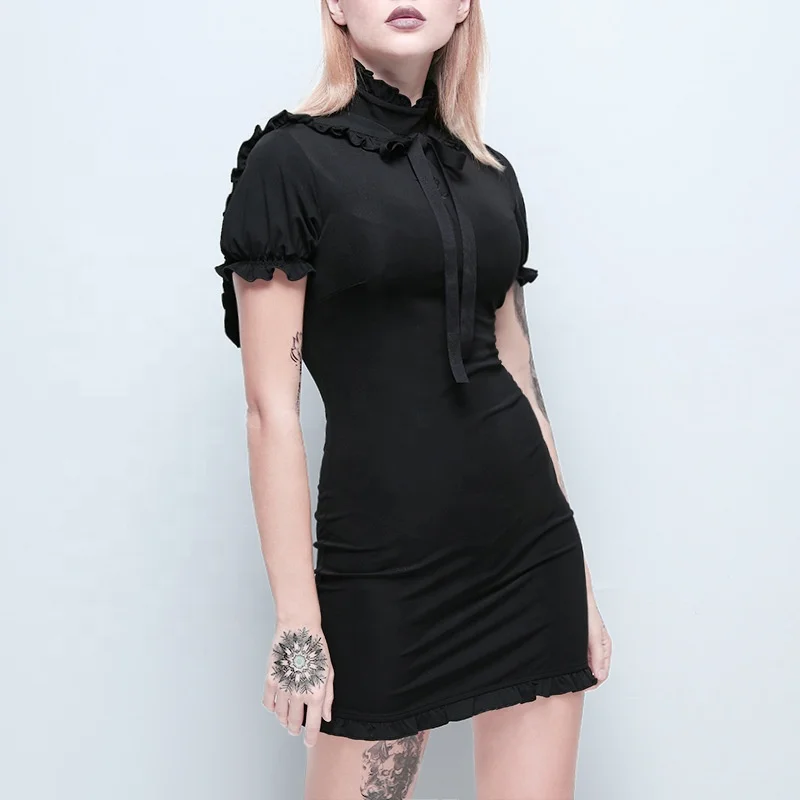 

Low MOQ hot sales women black lolita dress