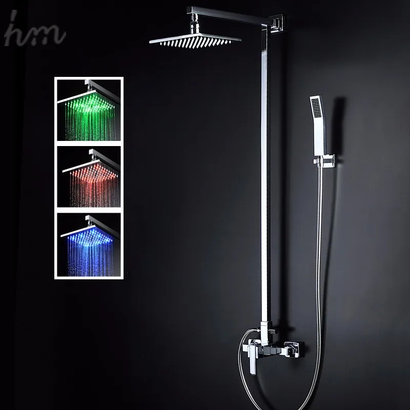 Square 8 Inches LED Light Shower Head Sets Handheld Shower With Arm Slide Bar For Bath Accessories Faucet Taps 4.jpg