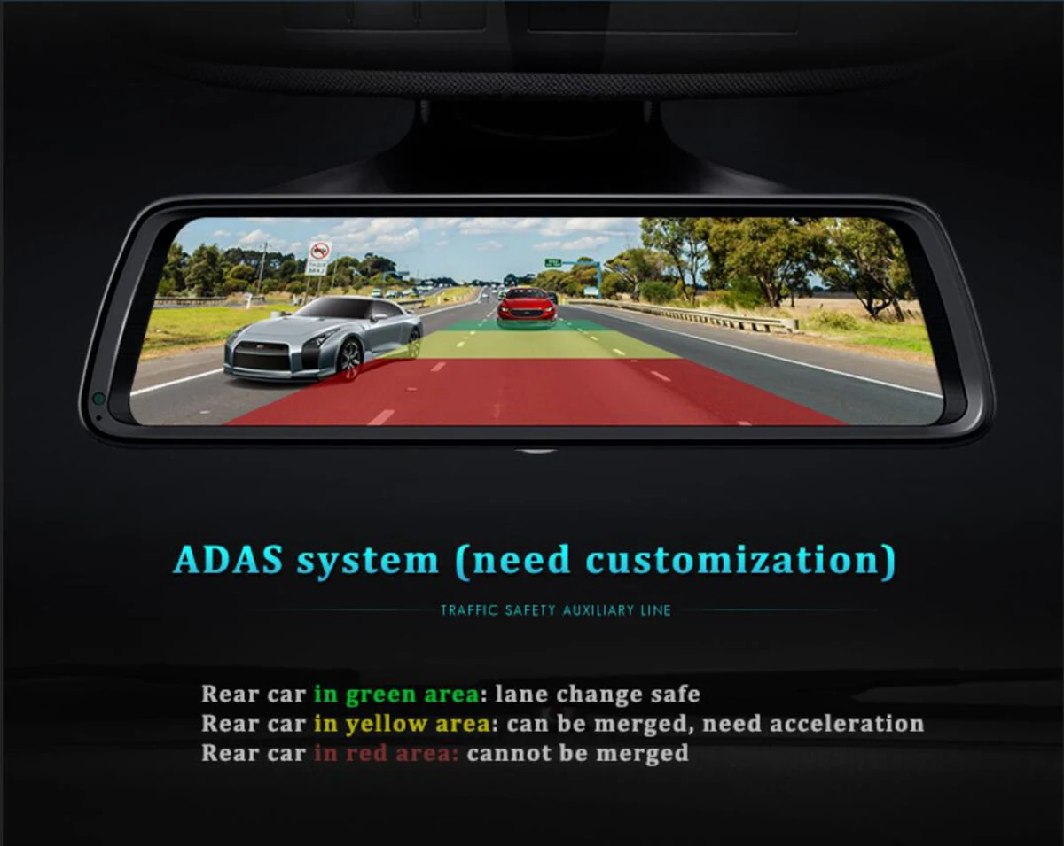Rearview Mirror Car Dvr Full Hd 1296p Video Adas Driving Recorder Wdr