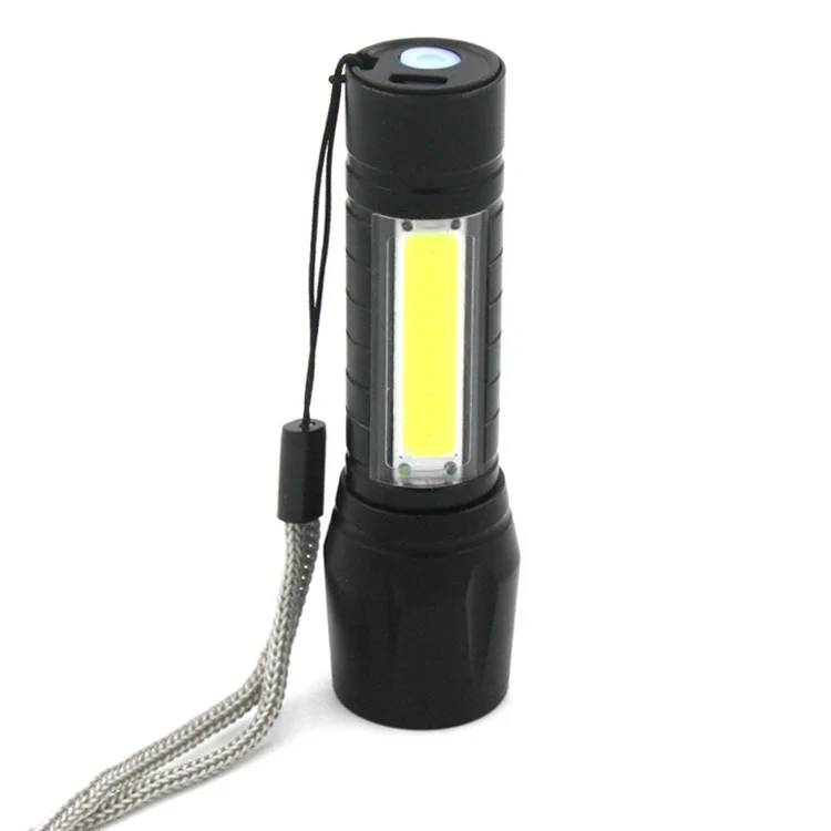LED Flashlight Zoom Camping Hiking Torch USB Rechargeable Mini COB Work Lamp 