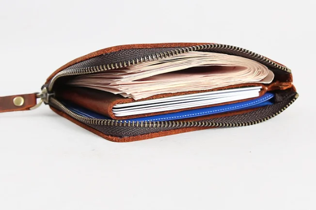 
100% crazy horse leather mini purse zipper small coin wallet for man 