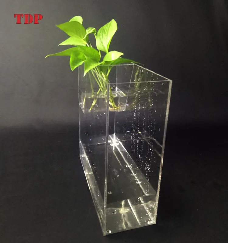 Factory Custom Clear Square Acrylic Fish Tank With Flower Vase Acrylic