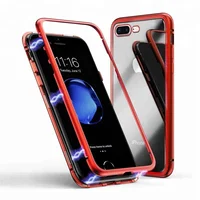 

For iPhone 7 Case Ultra Slim Metal Frame Tempered Glass Cover Magnetic Phone Case