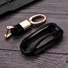 Black Aluminium Alloy Cover for model X SUV car key leather keychain No logo