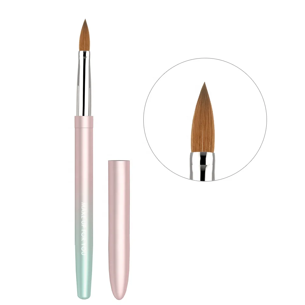 Private Label Pink-Cyan Gradient Color Filament Art Polish Nail Pencil Brush